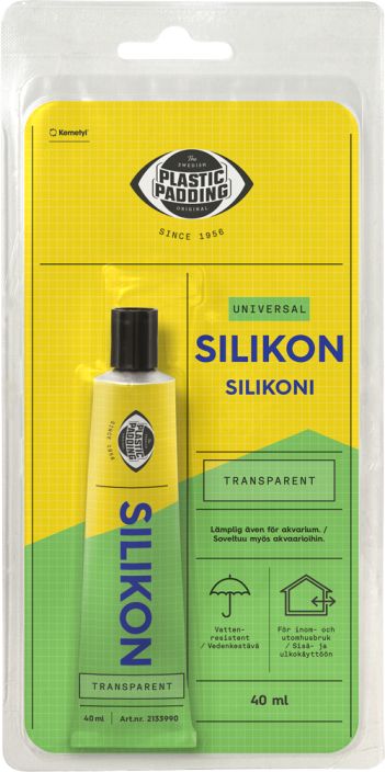 Plastic Padding silikoni variton 40ml Valkoinen ja lapinakyva saumaus- ja tiivistysmassa sisa- ja Plastic Padding silikoni variton 40ml Valkoinen ja lapinakyva saumaus- ja tiivistysmassa sisa- ja
