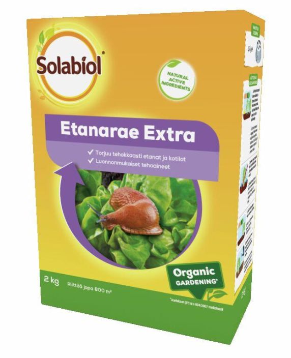 Solabiol etanarae Extra 2kg Tehokas etanoiden ja kotiloiden torjunta-aine, jonka tehoaine on luonnossa esiintyva Solabiol etanarae Extra 2kg Tehokas etanoiden ja kotiloiden torjunta-aine, jonka tehoaine on luonnossa esiintyva
