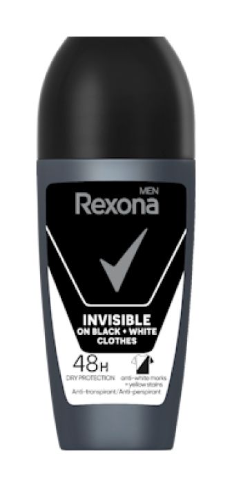 Rexona Men Roll-on Invisible Black & White 50ml Rexona Men Invisible Black & White -antiperspirantti tarjoaa miehille Rexona Men Roll-on Invisible Black & White 50ml Rexona Men Invisible Black & White -antiperspirantti tarjoaa miehille