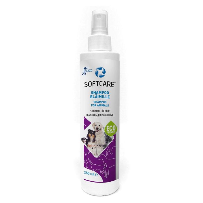 Softcare shampoo elaimille 250ml HELLAVARAINEN SULFAATITON ERIKOISSHAMPOO ELAINTEN KARVANPESUUN