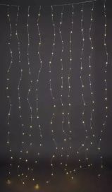 Jääkristalli LED-valoverho 90x225cm 300led lämmin valkoinen