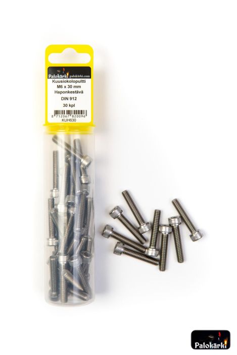 Kuusiokolopultti M6 x 30mm haponkestava 30kpl KUH630 980-3087