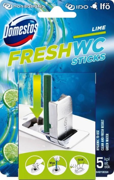 Domestos 5x9,5g WC-tikut lime T819107 910-1064 Domestos 5x9,5g WC-tikut lime T819107 910-1064
