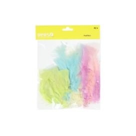 Verso Verso koristehöyhenet rautalangalla pastellimix 42kpl 275669