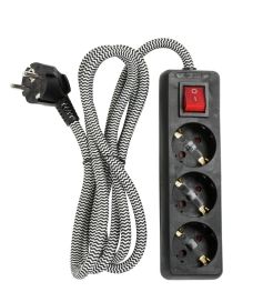 Airam Airam jatkojohto 3-osa 2m + kytkin kangas 2442656