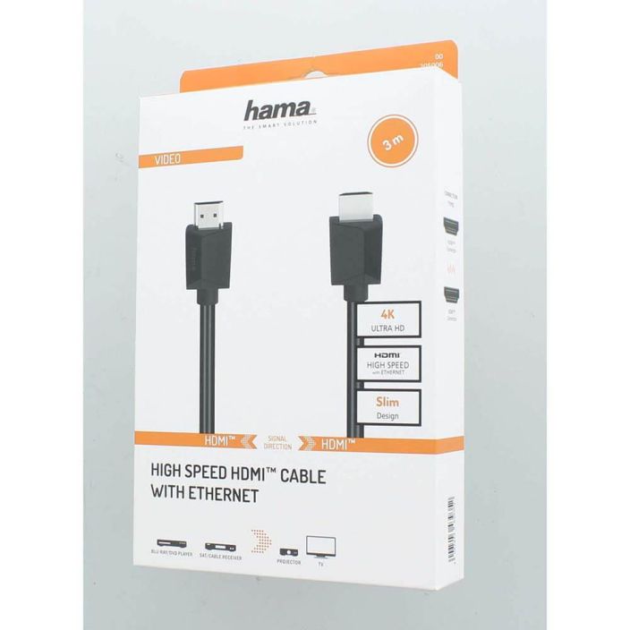 Hama High Speed HDMI-kaapeli 3m 4K Hama High Speed HDMI-kaapeli taydelliseen, korkearesoluutioiseen Ultra HD 4K