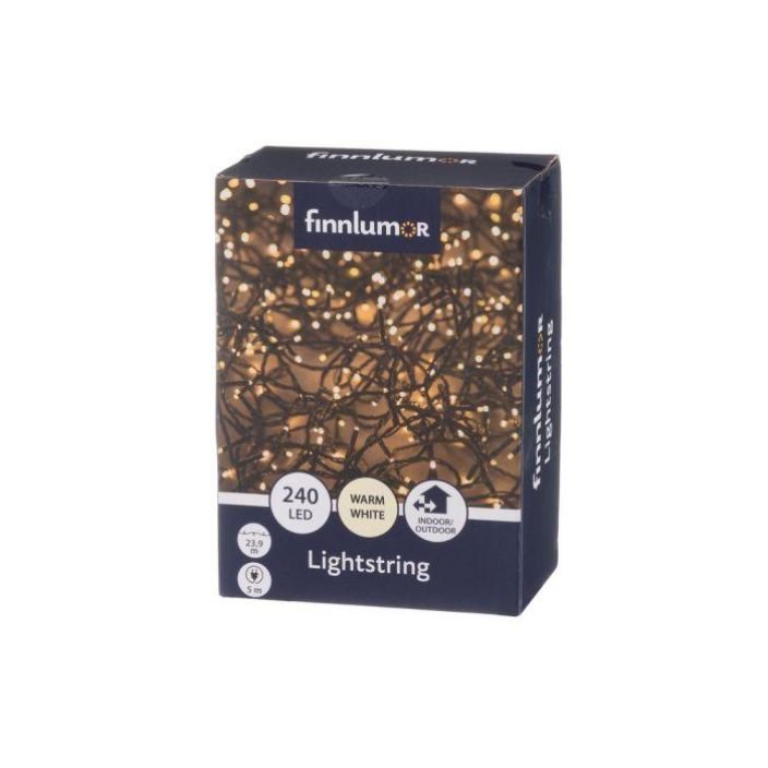 Finnlumor Valoketju 240LED lammin valk. musta johto