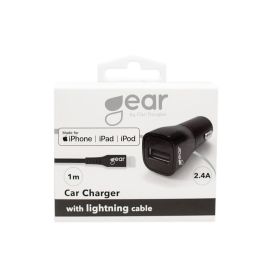 Gear GEAR Laturi 12-24V 1xUSB 2,4A Musta Lightning Johto 1m MFI C89 665090