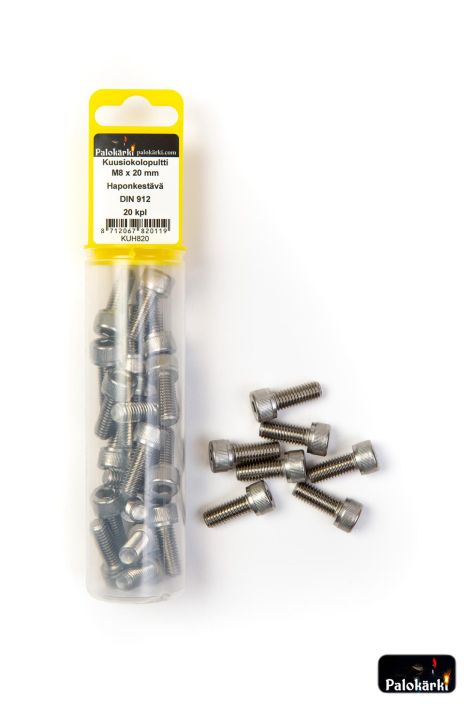 Kuusiokolopultti M8 x 20mm haponkestava 20kpl KUH820 980-3089