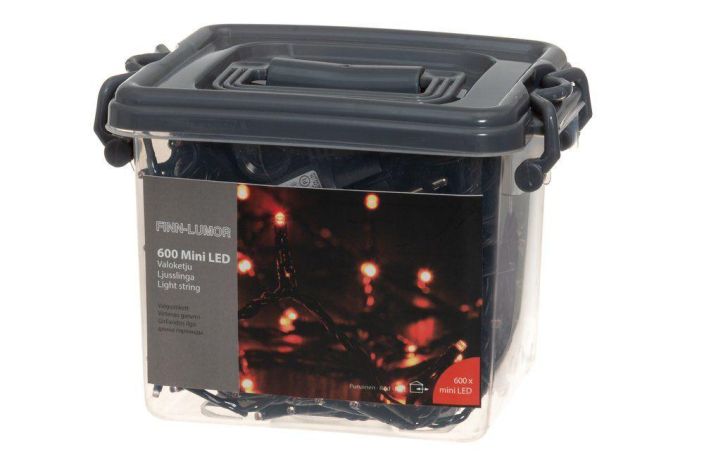 Finnlumor valoketju mini 600LED punainen, musta johto 310612 tuotekuva 2