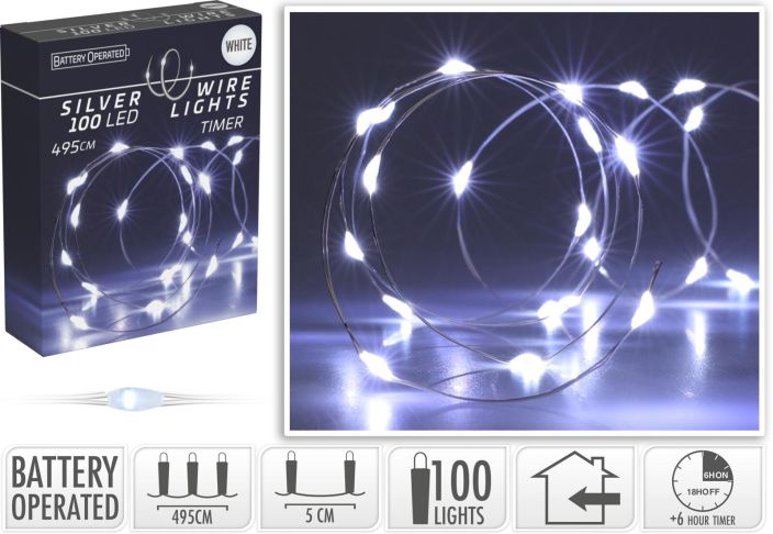 Valolanka hopea 100led valk. ajastin AX9730540 992-2614