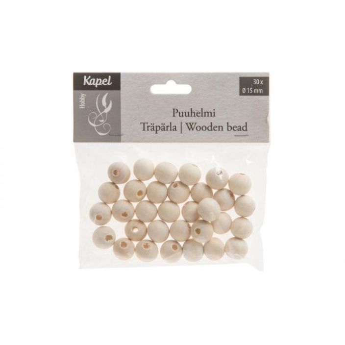 Kapel Puuhelmi natural 15mm 30kpl 296016 924-938