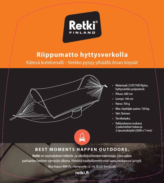Retki riippumatto hyttysverkolla, kotelomalli R5645 tuotekuva 3