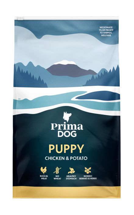 PD Kana-peruna pennuille 3kg PrimaDog Kana &amp; Peruna pennuille on korkealaatuinen koiran kuivaruoka kaikille koiranpennuille