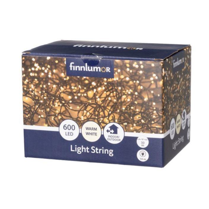 Finnlumor Valoketju 600 LED lammin valk. musta johto 642429 Finnlumor Valoketju 600 LED lammin valk. musta johto 642429