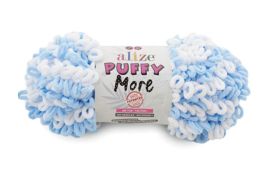 Alize Puffy More 6266 vaaleansininen/valkoinen 150g