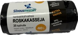Roskapussi Extra vahva kahvoilla 40L 20pss