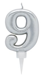 Joker Kakkukynttilä nro 9 8cm hopea 79031-9