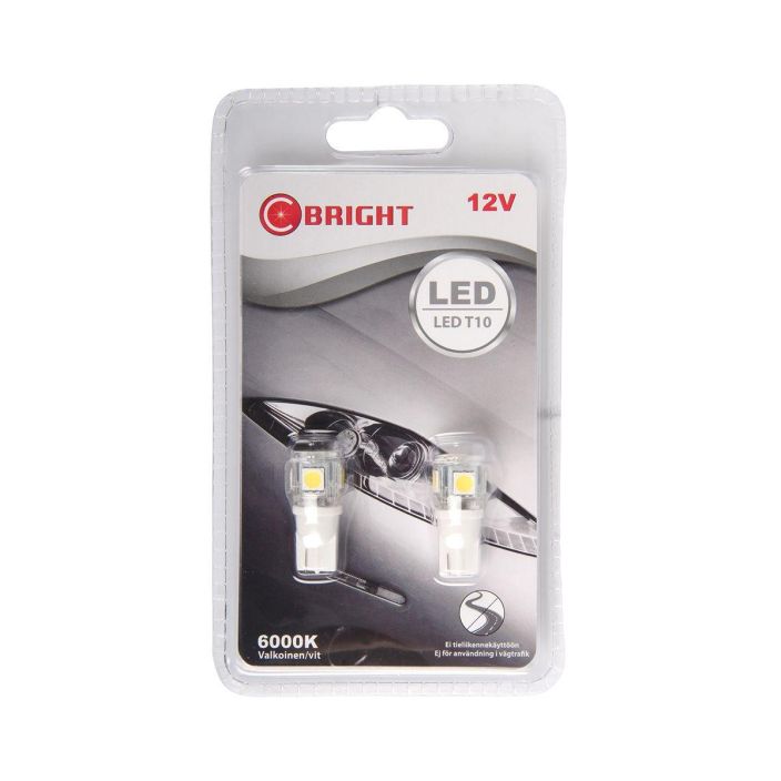 C-Bright LED-Polttimopari 12V T10 CAN valkoinen Energiatehokkaat ja pitkaikaiset kirkkaanvalkoiset LED-polttimot, jotka on