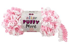 Alize Alize Puffy More 6267 vaaleanpunainen / valkoinen 150g APMO-6267