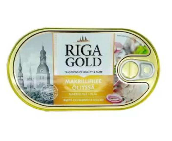 Riga Gold Makrillifilee oljyssa 190g/129g 901-711 Riga Gold Makrillifilee oljyssa 190g/129g 901-711