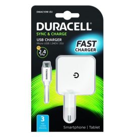 Duracell Seinälaturi ja kaapeli microUSB 1m valk. Duracell  DMAC10W-EU