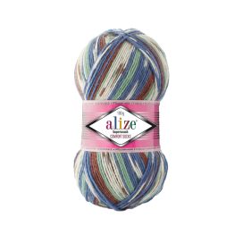 Alize Superwash 7653 Kirjava sininen/ruskea/vihreä 100g