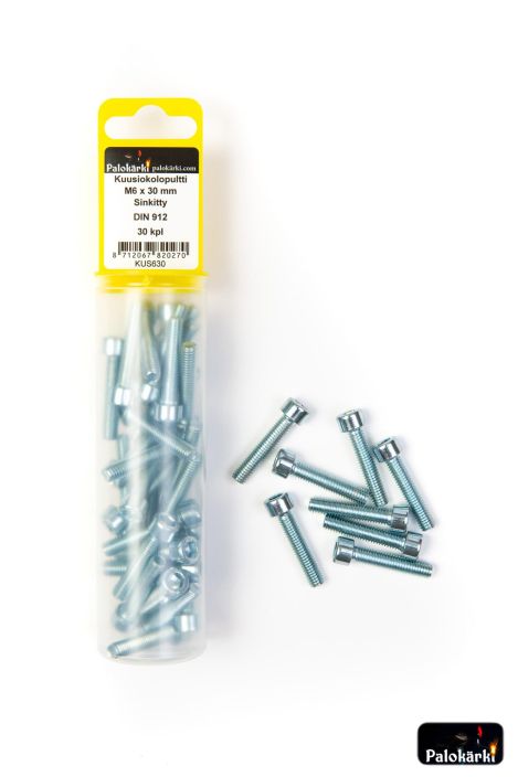 Kuusiokolopultti M6 x 30mm sinkitty 30kpl KUS630 980-3094