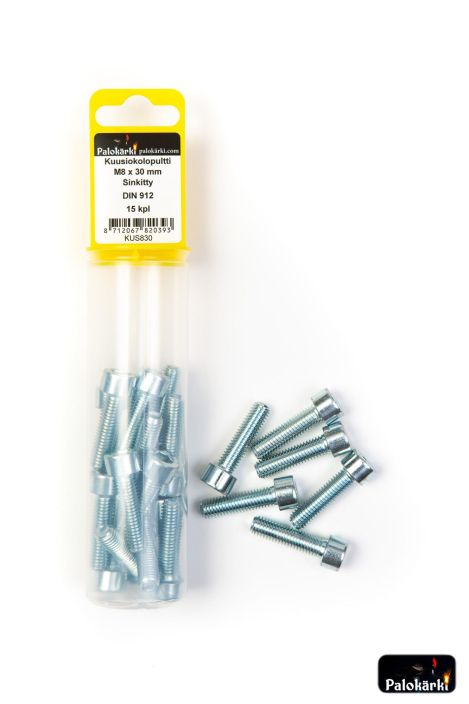 Kuusiokolopultti M8 x 30mm sinkitty 15kpl KUS830 980-3097