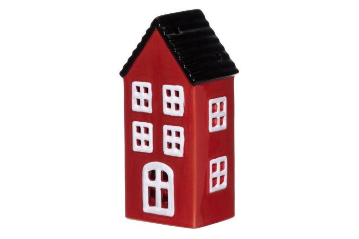 4Living Talolyhty Copenhagen punainen 17cm Hurmaavat keraamiset talon muotoiset lyhdyt nayttavat kauniilta niin yksin kuin