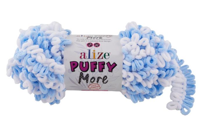 Alize Puffy More 6266 vaaleansininen/valkoinen 150g APMO-6266 912-133