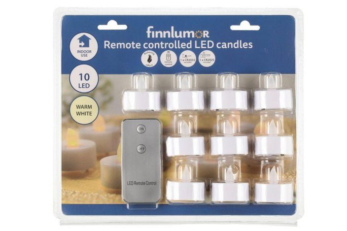 Finnlumor LED-kynttila kauko-ohjattava 10kpl Finnlumor LED-kynttila kauko-ohjattava 10kpl
