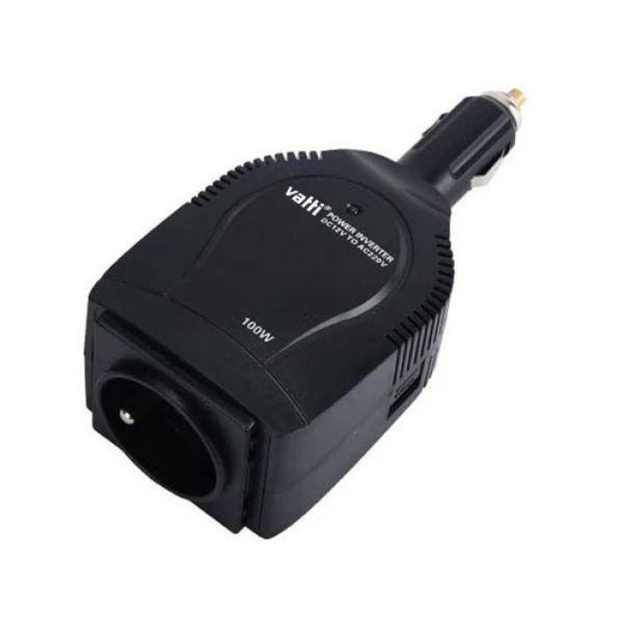 Vatti Invertteri AUTO 100W 12-220V Invertteri 12V-220V auton tupakansytyttimeen. Jatkuva teho 100W ja hetkellinen jopa 200W.