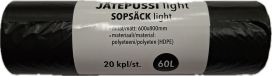 Jätepussi light 60L 20kpl/rll musta
