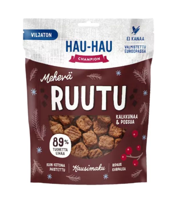 HHC meheva ruutu kalkkunaa & possua 400g Nailla herkuilla valloitat koiraystavasi sydamen hetkessa! Kausimaku Hau-Hau HHC meheva ruutu kalkkunaa & possua 400g Nailla herkuilla valloitat koiraystavasi sydamen hetkessa! Kausimaku Hau-Hau