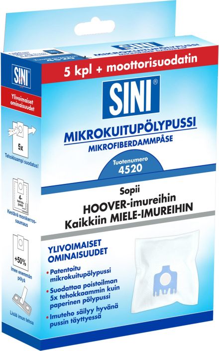 Mikrokuitupolypussi Sini 5 kpl S54520 922-980