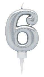 Joker Kakkukynttilä nro 6 8cm hopea 79031-6 