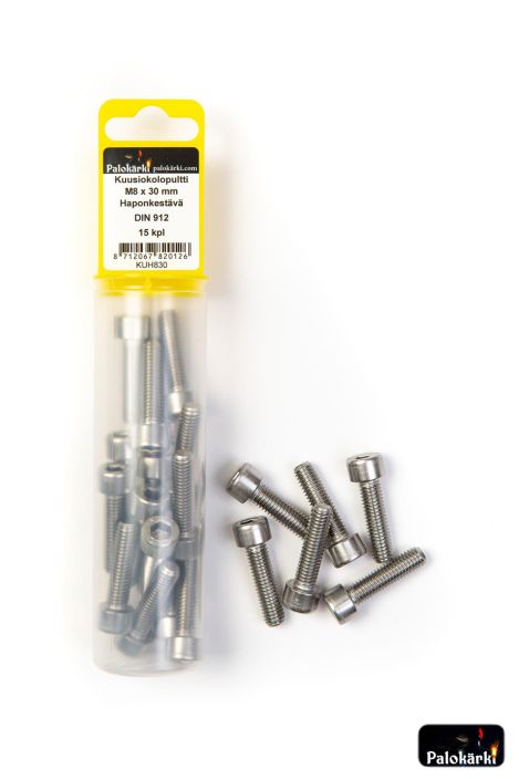 Kuusiokolopultti M8 x 30mm haponkestava 15kpl KUH830 980-3090