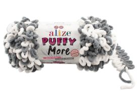 Alize Puffy More 6558 harmaa / valkoinen 150g